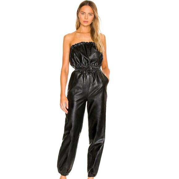 Lovers + Friends Pants - Lovers and Friends Heila Jumpsuit in Black Vegan Leather NWOT Size Small